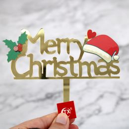 Merry Christmas Christmas hat acrylic cake topper insert card