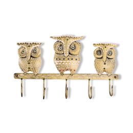 WILLART Handmade and Hand Painted Antique Owl Shape Metal Wall Hanging Antique 5 Key Storage Hooks Key Holder Coat Hanger for Home DâˆšÂ©cor Wall DâˆšÂ©cor