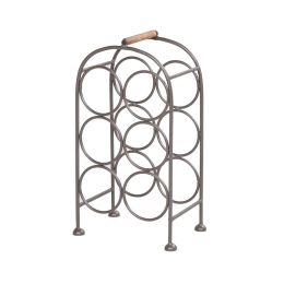 20 Inch Industrial Wine Rack Holder; Arched Iron Frame; 6 Bottle Storage; Gunmetal Gray