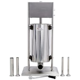 Stainless Steel Commercial Sausage Stuffer; Dual Speed Vertical Sausage Maker 22LB/10L; Meat Filler with 4 Stuffing Tubes