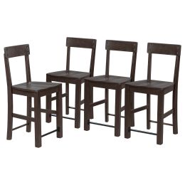 TREXM Counter Height Dining Chairs Industrial Style Wood Dining Room Chairs with Ergonomic Design; Set of 4 (Espresso)