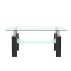 Rectangle Black Glass Coffee Table; Clear Coffee Table; Modern Side Center Tables for Living Room; Living Room Furniture