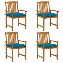 Patio Chairs with Cushions 4 pcs Solid Acacia Wood