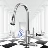 Touchless Kitchen Faucet-Smart Kitchen Sink Faucet sensor; 4Mode Pull Down Kitchen Sprayer; Fingerprint Resistant; Dual Temp. Handle with 1/3 Hole Dec