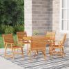 6 Piece Patio Dining Set Solid Wood Acacia