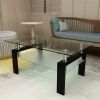 Rectangle Black Glass Coffee Table; Clear Coffee Table; Modern Side Center Tables for Living Room; Living Room Furniture