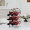 20 Inch Industrial Wine Rack Holder; Arched Iron Frame; 6 Bottle Storage; Gunmetal Gray