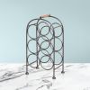 20 Inch Industrial Wine Rack Holder; Arched Iron Frame; 6 Bottle Storage; Gunmetal Gray