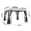 10' x 10' Patio Gazebo with Mosquito Net and Corner Shelves; Light Gray