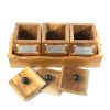 WILLART Handcrafted Teak Wood Antique Look Tea Coffee Sugar 3 Container Set in Wooden Tray â€šÃ„Ã¬ Container with Lids (Dimension : 10.50 x 4 x 5 Inch)