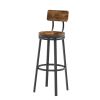 Swivel bar stool set of 2 with backrest;  industrial style;  metal frame;  29.5'' high.(Rustic Brown;  13.4''w x 40.5''h)