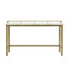 TOPMAX Modern 4-Piece Counter Height Extra Long Console Dining Table Set Bar Kitchen Set with 3 Fabric Stools; Gold+Beige