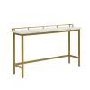 TOPMAX Modern 4-Piece Counter Height Extra Long Console Dining Table Set Bar Kitchen Set with 3 Fabric Stools; Gold+Beige