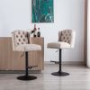 Swivel Bar Stools Chair Set of 2 Modern Adjustable Counter Height Bar Stools; Linen Upholstered Stool with Tufted Wing Back for Kitchen ; Black Metal