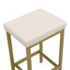 TOPMAX Modern 4-Piece Counter Height Extra Long Console Dining Table Set Bar Kitchen Set with 3 Fabric Stools; Gold+Beige