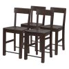 TREXM Counter Height Dining Chairs Industrial Style Wood Dining Room Chairs with Ergonomic Design; Set of 4 (Espresso)