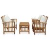 4 Piece Patio Lounge Set with Cushions Solid Acacia Wood