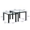 Nesting Coffee Table Set of 2;  Square Modern Stacking Table with Tempered Glass Finish for Living Room; Transparent