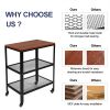 3-Tier Kitchen Microwave Cart, Rolling Kitchen Utility Cart, Standing Bakers Rack Storage Cart with Metal Frame for Living Room Brown