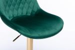 Set of 2 Bar Stools; with Chrome Footrest and Base Swivel Height Adjustable Mechanical Lifting Velvet + Golden Leg Simple Bar Stool-green