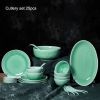 Oujiang Ceramic Set 25pcs Longquan Celadon Plum Cyan