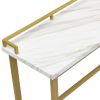 TOPMAX Modern 4-Piece Counter Height Extra Long Console Dining Table Set Bar Kitchen Set with 3 Fabric Stools; Gold+Beige