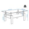 Rectangle Black Glass Coffee Table; Clear Coffee Table; Modern Side Center Tables for Living Room; Living Room Furniture