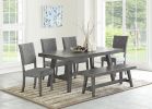 Modern Gray Fabric Upholstered Set of 2 Side Chairs Dining Room Saw Tooth Engraving