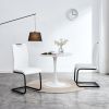 Dining chairs set of 2; White PU Chair modern kitchen chair with metal leg