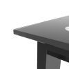 Modern tempered glass black dining table;  simple rectangular metal table legs living room kitchen table