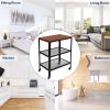 3-Tier Kitchen Microwave Cart, Rolling Kitchen Utility Cart, Standing Bakers Rack Storage Cart with Metal Frame for Living Room Brown