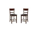 Set of 2 Chairs Dining Room Furniture Dark Brown Cushioned Solid wood Counter Height Chairs