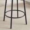 Round bar stool set with shelf, upholstered stool with backrest Rustic Brown,23.62''w x 23.62''d x 35.43''h