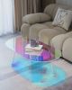 Acrylic Coffee Table, Iridescent Glass End Table Round Side Table for Home Living Room Office Reception