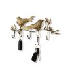 WILLART Handmade and Hand Painted Bird Design Metal Wall Hanging Antique 5 Key Hooks Key Holder Coat Hanger for Home DâˆšÂ©cor Wall DâˆšÂ©cor (36 cm x 14 cm