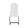 Dining chairs set of 2; White PU Chair modern kitchen chair with metal leg