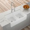 White Farmhouse Sink Double Bowl 50/50- 32 inches Ceramic Porcelain Fireclay Double Bowl Farm Apron Front Kitchen Sink