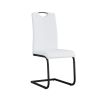 Dining chairs set of 2; White PU Chair modern kitchen chair with metal leg