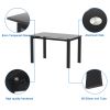 Modern tempered glass black dining table;  simple rectangular metal table legs living room kitchen table