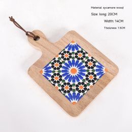 Vintage Solid Wood Tile Handle Potholder (Option: Log Color 006)