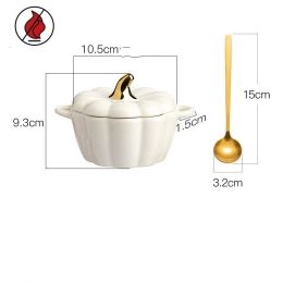 Pumpkin Ceramic Custard Bowl With Lid For Home Breakfast (Option: G)