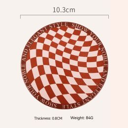 Retro Chessboard Coffee Cup Mat (Option: Round Red Brown Square)