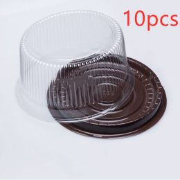 Cake Packaging Box Transparent Round Blister Box (Option: Coffee-10pcs-8inch)