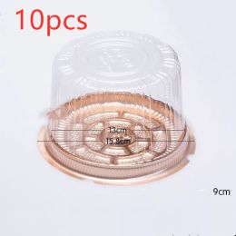 Cake Packaging Box Transparent Round Blister Box (Option: Gold-10pcs-4inch)