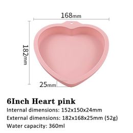 6 inch 8 inch rainbow cake baking pan (Option: Pink-6inch-Heartshaped)