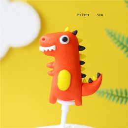 Baking cake decoration pottery dinosaur baby doll (Option: Orange original)