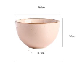 Inky Glaze Vintage Ceramic Rice Bowl (Color: Pink)