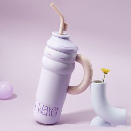 Handle Stainless Steel Vacuum Cup Large Capacity Portable (Option: Fun Full Of Purple-1300ml)