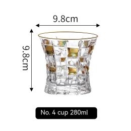 Golden Trim Gold Line Wine Glass Whiskey Decoration Cup (Option: Gold Painting No 4 Cup 280ml)