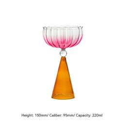 Water Ripple Glass Cocktail Glass (Option: Rose Red Orange Base220ml)